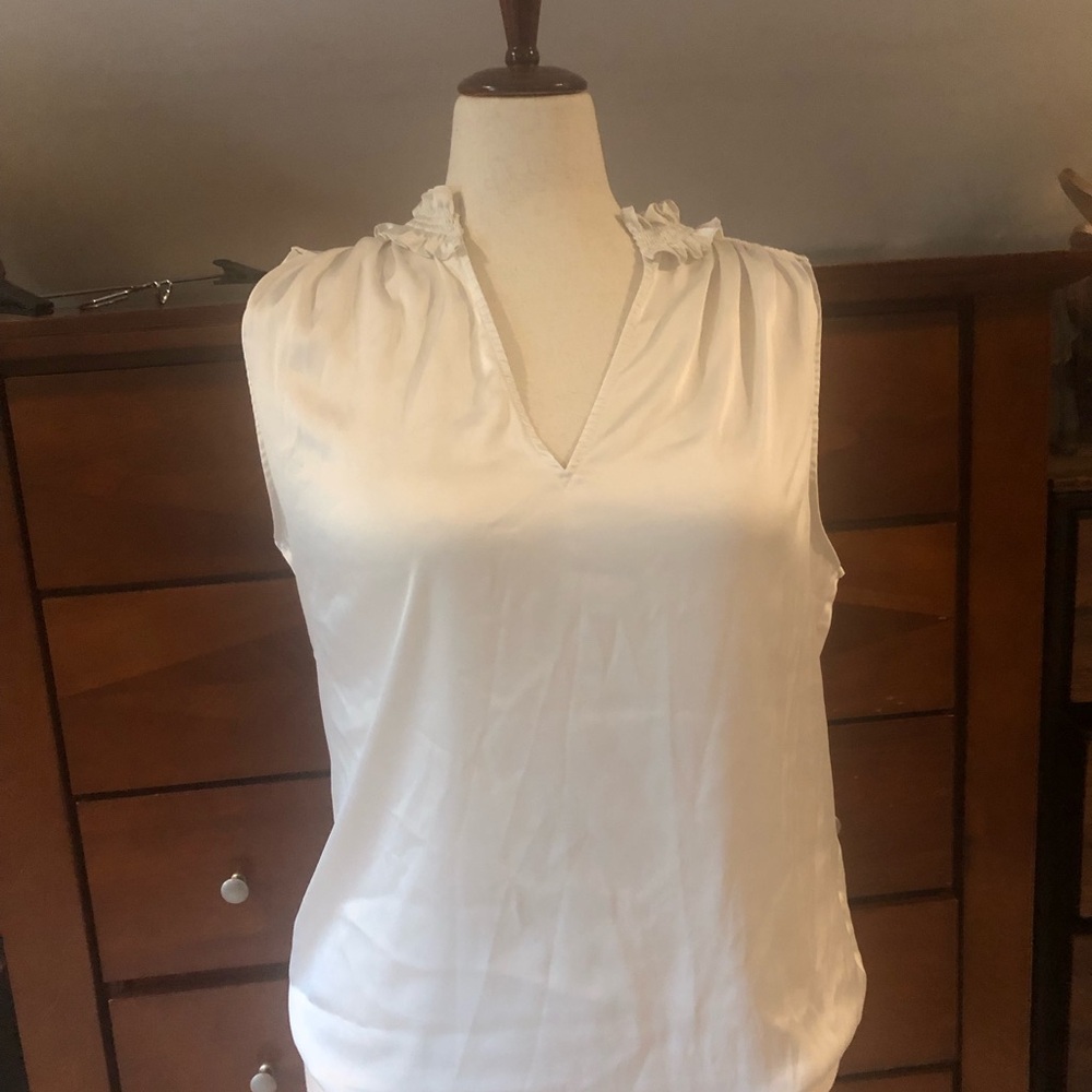White House Black Market White Ruffle-Trim Blouse